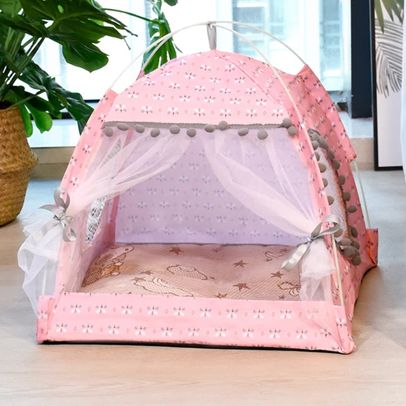 Cat Broken Flower Tent Semi Enclosed Internet Celebrity Tent Nest Universal For All Seasons Pet Supplies Summer Dog And Cat Nest