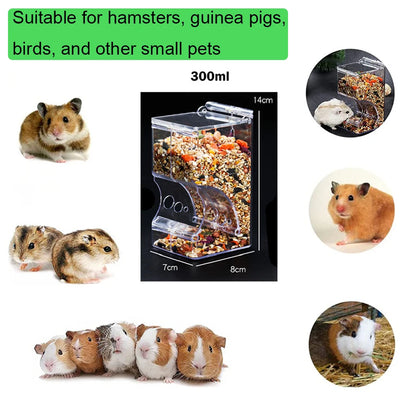 Acrylic hamster bird feeding box can fix squirrel pet food bowl, anti tipping automatic feeding device for hamsters and birds