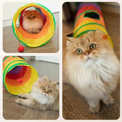 Cat Tunnel Foldable Cat Tunnel Pet Supplies Cat S T Y Pass Play Tunnel Cat Toy Breathable Drill Barrel for Indoor loud paper