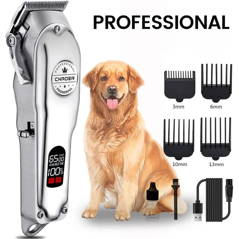 Professional Dog Hair Clipper All Metal Rechargeable Pet Trimmer Cat Shaver Cutting Machine Puppy Grooming Haircut Low Noice