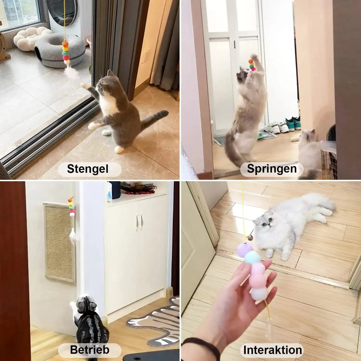 Cat Toys Interactive Interesting With Bell Toys For Cats Automatic Telescopic Indoor Kitten Toy Chase No Boring Pet Supplies