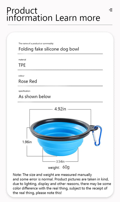 Mountaineering Buckle Silicone Pet Bowl Folding Bowl Outdoor Special Imitation Silicone Dog Bowl Portable For Outdoor Use