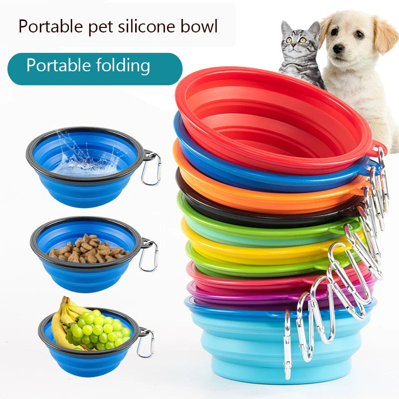 Mountaineering Buckle Silicone Pet Bowl Folding Bowl Outdoor Special Imitation Silicone Dog Bowl Portable For Outdoor Use