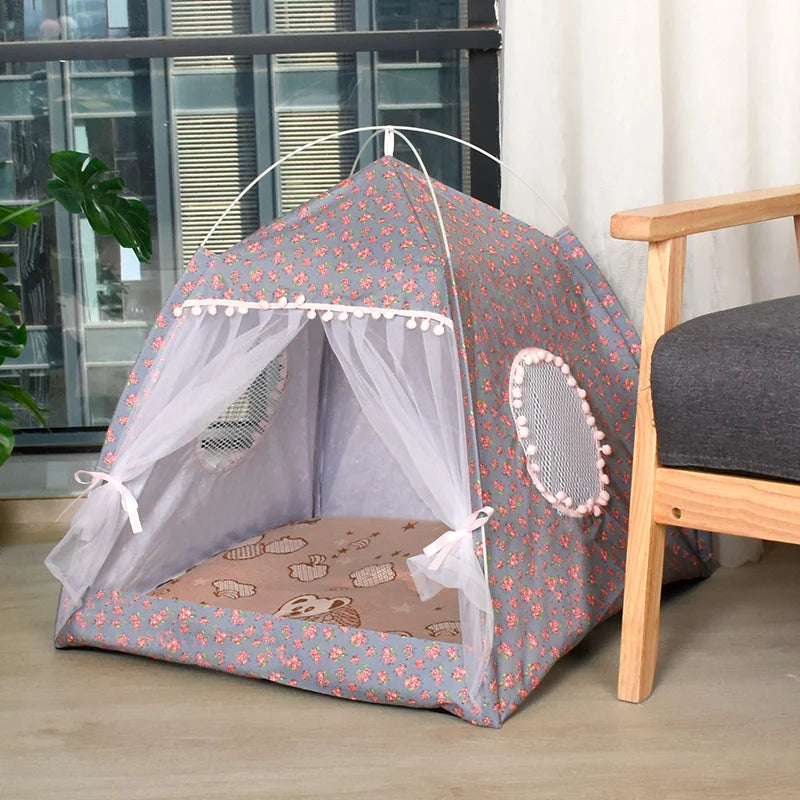 Cat Broken Flower Tent Semi Enclosed Internet Celebrity Tent Nest Universal For All Seasons Pet Supplies Summer Dog And Cat Nest