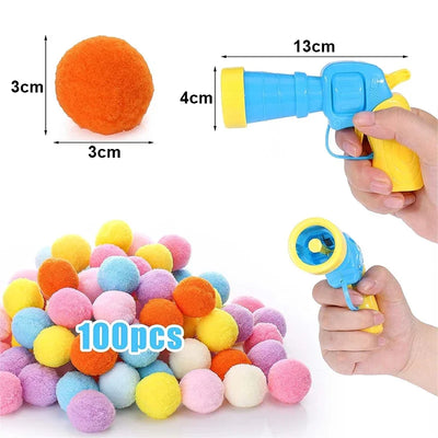 Cat Toys Interactive Launch Training Toy For Pet Kitten Creative Mini Shooting Gun Games Stretch Plush Ball Toys Pet Supplies