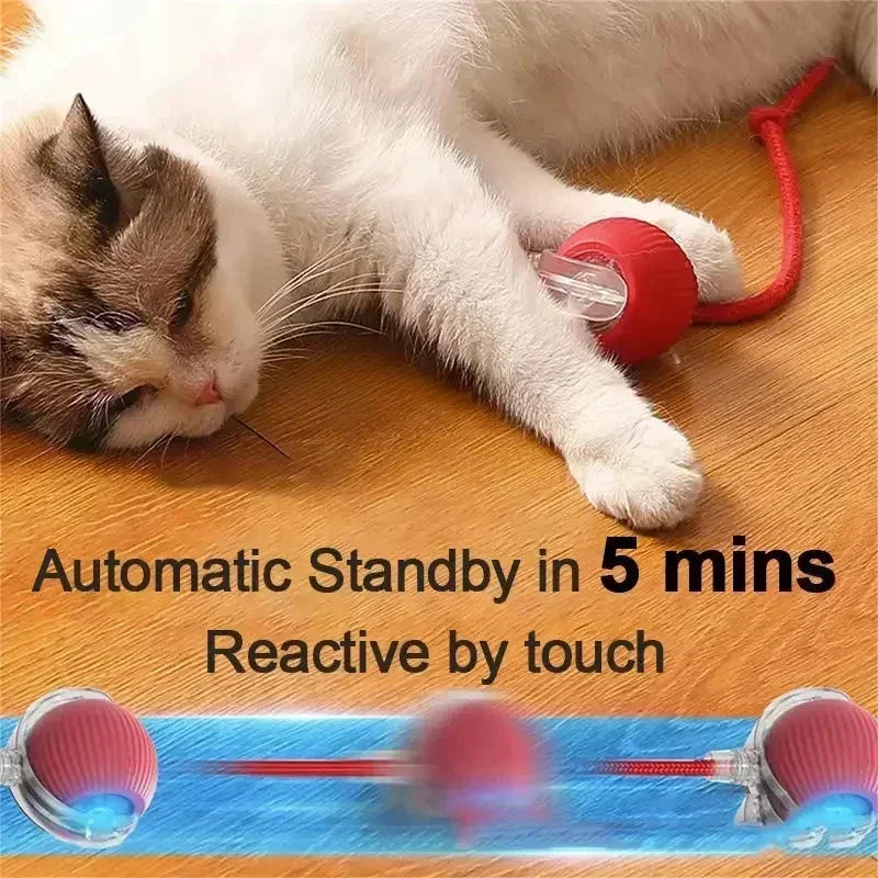 Cat Interactive Ball Toy Automatic Rolling Ball Faux Tail Rechargeable Smart Pet Electric Toy Dog Cat Training Imitate Mouse