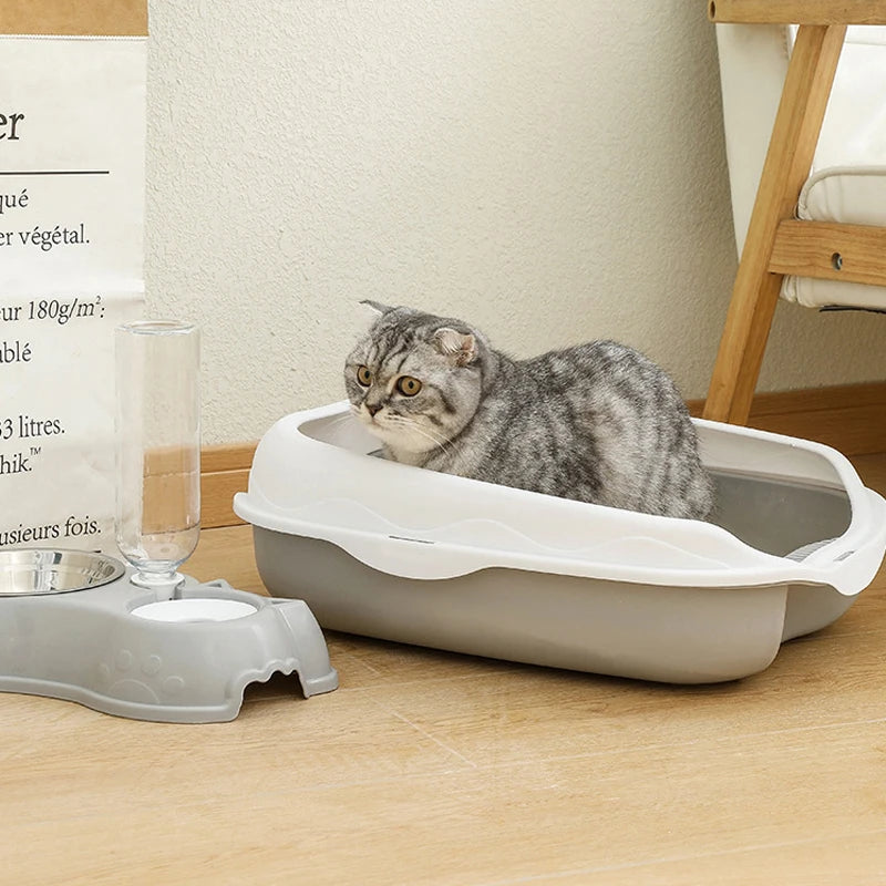 Semi-enclosed Litter Box Spatter-proof Cat Toilet Large Kitten Cleaning Supplies Large Cat Poop Bowl Pet Bupplies