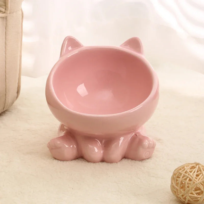 Cat Bowl Pet Accessories Ceramic Diagonal High Feet Cute Protection Cervical Spine Dog Bowl Drink Water Bowl Pet Supplies