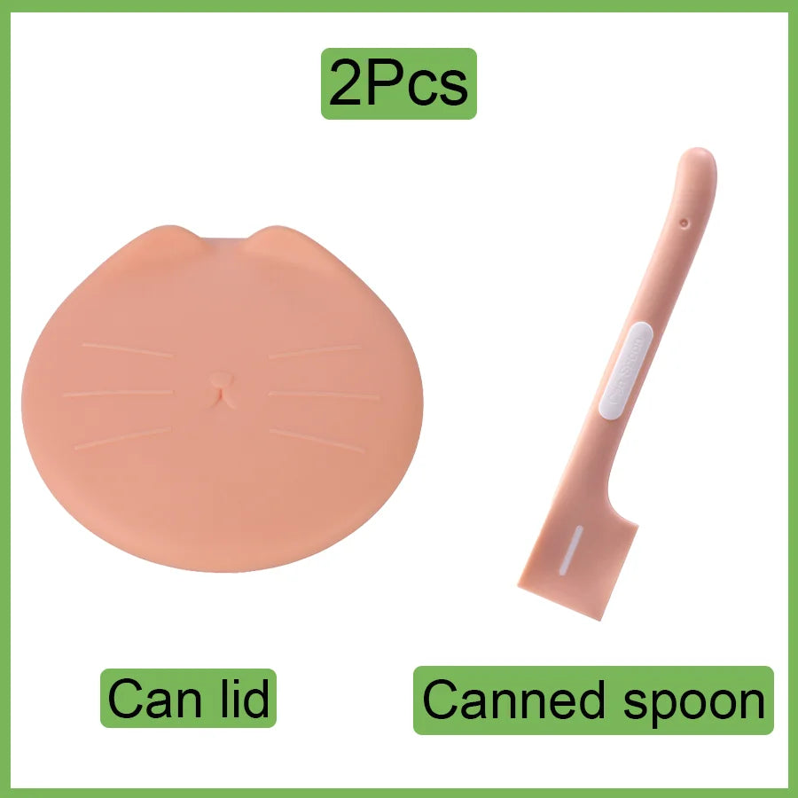 Cat can spoon lid, dog wet food, pet feeding, mixing, long handled cat spoon can lid, pet can spoon and lid