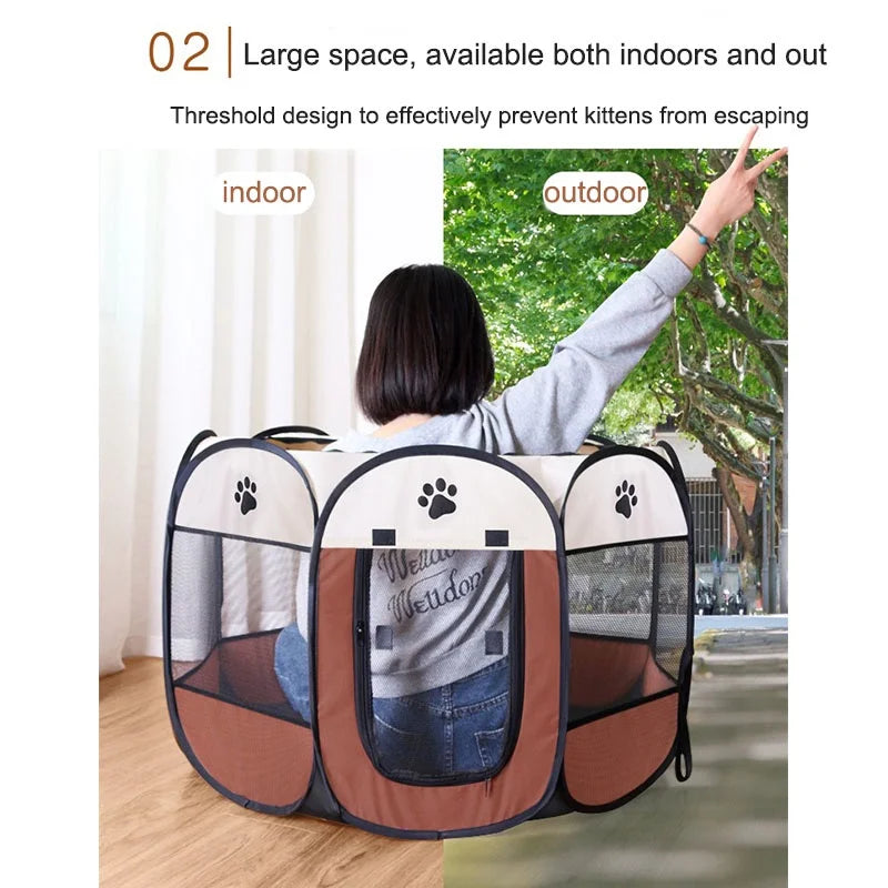 Portable Foldable Cat Tent Cat House Portable Folding Outdoor Travel Pet Tent Cat/Dog Cage Easy Operation Large Cat/Dog Fences