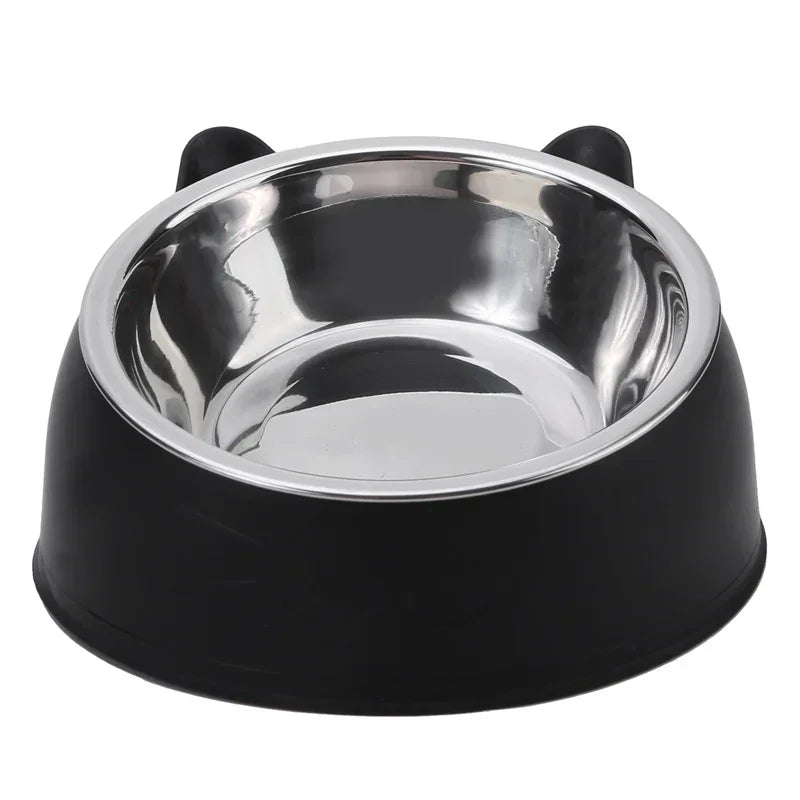 1pc Cat Bowl Lovely Creative Inclined Kitten Puppy Food Feeding Bowls Stainless Steel Cats Drinking Feeder Pet Dogs Cats Feeders