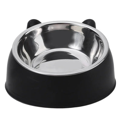 1pc Cat Bowl Lovely Creative Inclined Kitten Puppy Food Feeding Bowls Stainless Steel Cats Drinking Feeder Pet Dogs Cats Feeders