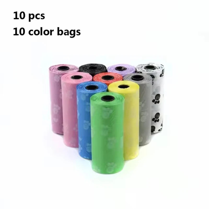 10pcs Degradable Pet Dog Waste Poop Bag With Printing Doggy Bag Degradable Pet Waste Clean Poop Bags Dog Up Clean Bag Dispenser