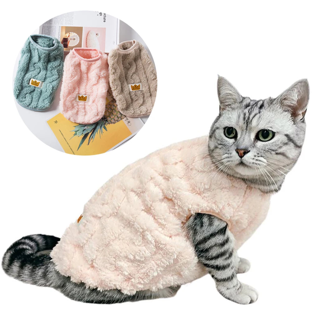 Soft Cozy Cat Clothes Autumn Winter Warm Fleece Sweatshirt for Small Dogs Puppy Kitten Jacket Coat Pet Sphynx Costume Sweater