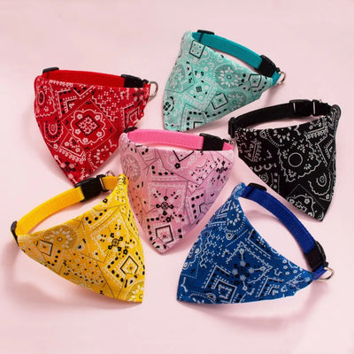 Adjustable Pet Puppy Cat Scarf Bandana Collar Neck Scarf For Small Dogs Kitten Saliva Towel PU Collar with Triangular Bandage