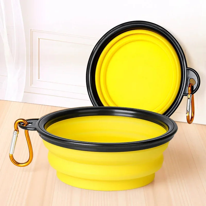 Collapsible Pet Silicone Dog Food Water Bowl Outdoor Camping Travel Portable Folding Pet Supplies Pet Bowl Dishes with Carabiner