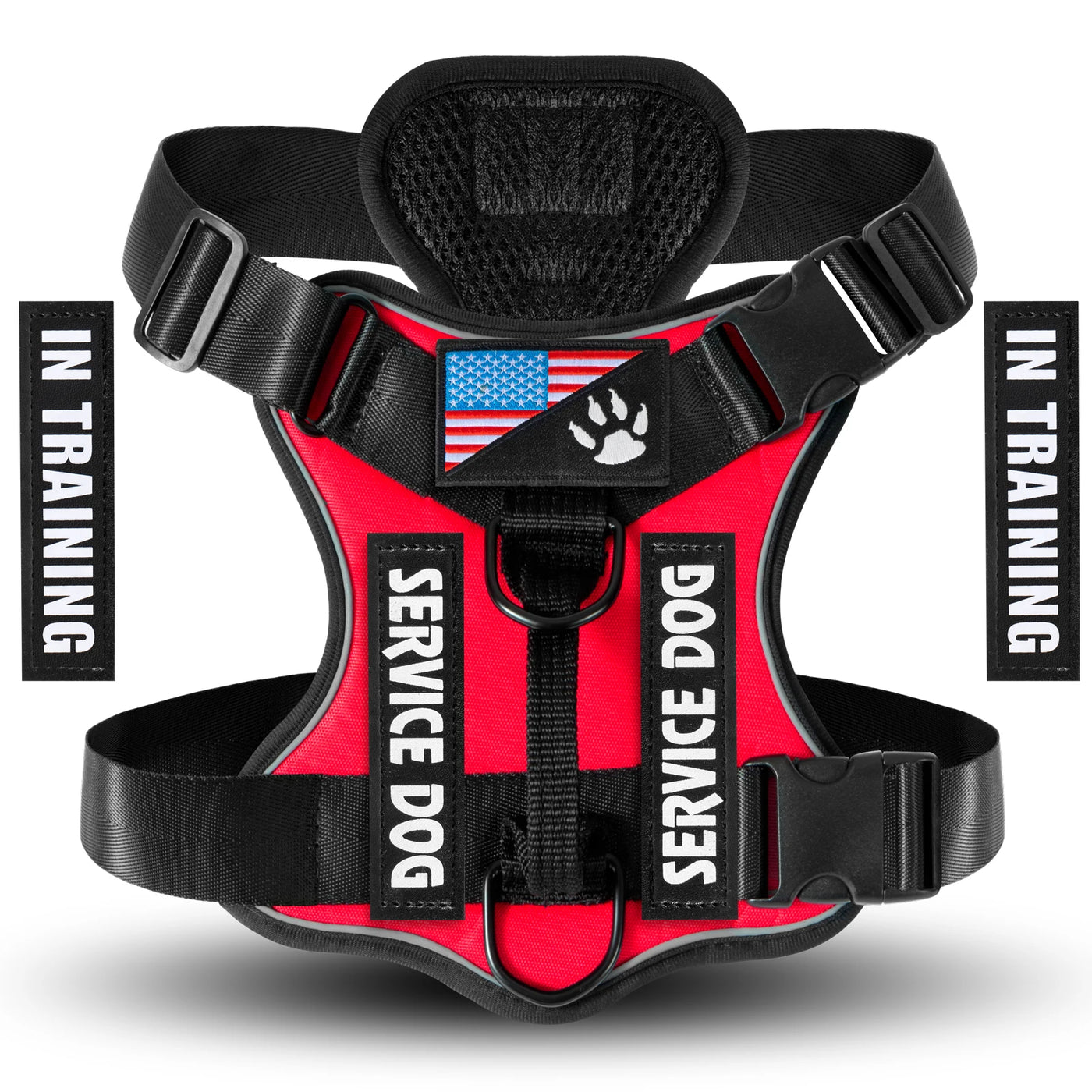 Service Dog Harness, Reflective Dog Vest Harness with 5 PCS Patches, Adjustable Soft Oxford Pet Harness, Inner Layer Mesh, Easy