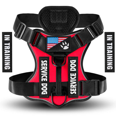 Service Dog Harness, Reflective Dog Vest Harness with 5 PCS Patches, Adjustable Soft Oxford Pet Harness, Inner Layer Mesh, Easy