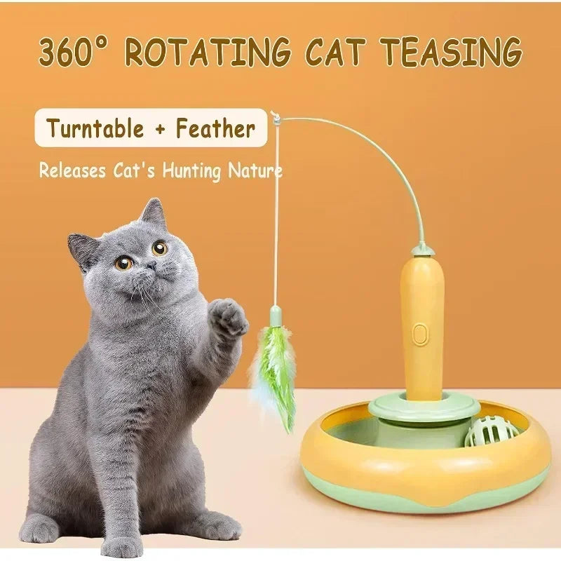 Interactive Cat Toy for Indoor Cats, Ultra Fun Smart Interactive Kitten Toy, Automatic Pet Feather Exercise Toys 360° Rotating