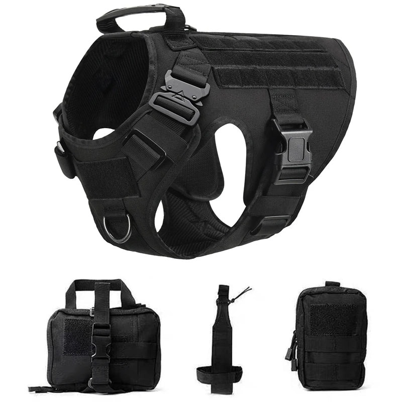 K9 Tactical Military Vest – Set di imbracatura e guinzaglio per cani da addestramento per tutte le razze