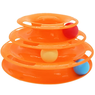 Pet cat toy Three-layer ball cat Turntable Cat interactive educational track toy cat space tower play plate