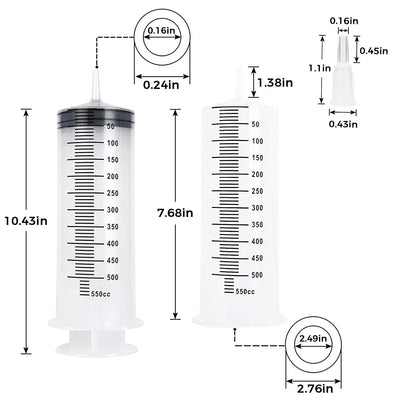 100ml-550ml Syringe Large Capacity With Multifunction 100cm Hose Pump Measuring Washable Injector For Pet Feeding Oil Glue Fluid