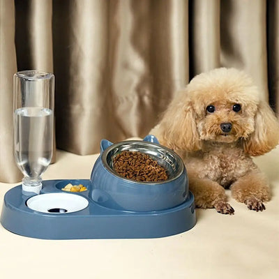 New 2-in-1 Cat Bowl Water Dispenser Automatic Water Storage Pet Dog Cat Food Bowl Food Container with Waterer Pet Waterer Feeder