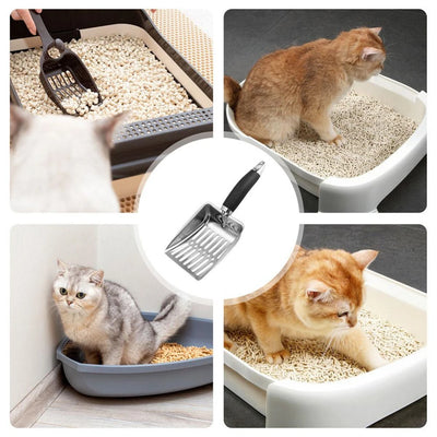 Dog Cat Clean Feces Supplies Stainless steel shovel Cat Litter Scoop Reduces Dust Metal Long Handle Scoop Pet Cleanning Tools