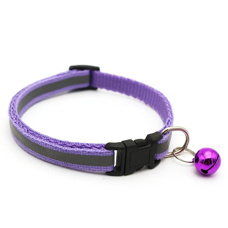 Cats Bells Collars Adjustable Buckles Small Dog Collar Reflective Collar With bells Kitten Safe Necklace Pet Cat Accessories