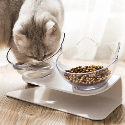 Cat Bowl Double Bowl Cat Supplies Cat Food Bowl Pet Bowl Double Bowl Plastic Neck Guard Cat Bowl