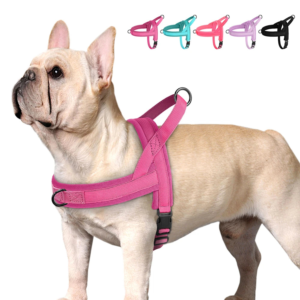 Nylon Padded Dog Harness Vest Adjustable Pet Cat Vest Soft Outdoor No Pull French Bulldog Chihuahua Pet Puppy Harness Vest Perro