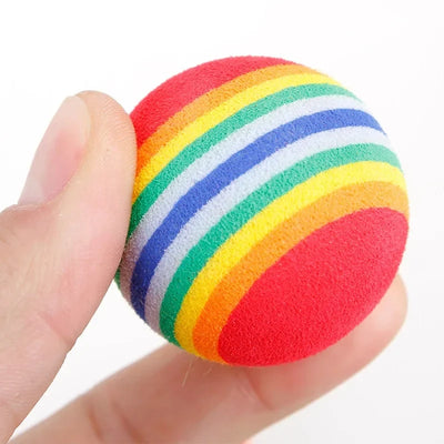 Rainbow Cat Toys Ball Interactive Cat Dog Play Chewing Rattle Scratch Ball Training Balls Pet Toys Supplies