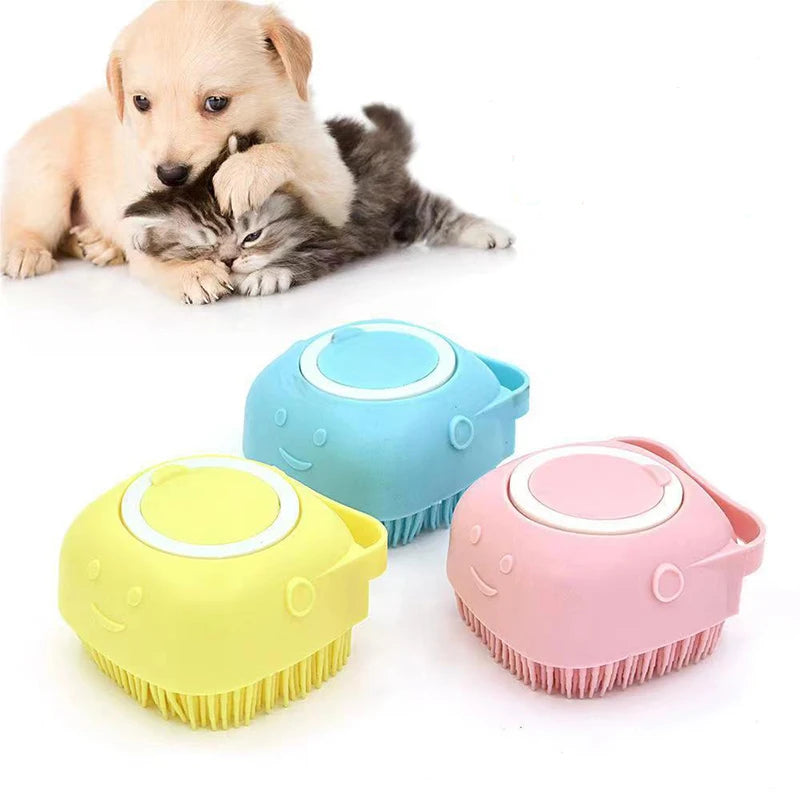 Pet Bathing Brush Soft Silicone Massager Shower Gel Bathing Brush Clean Tools Comb Dog Cat Cleaning Grooming Supplies ﻿