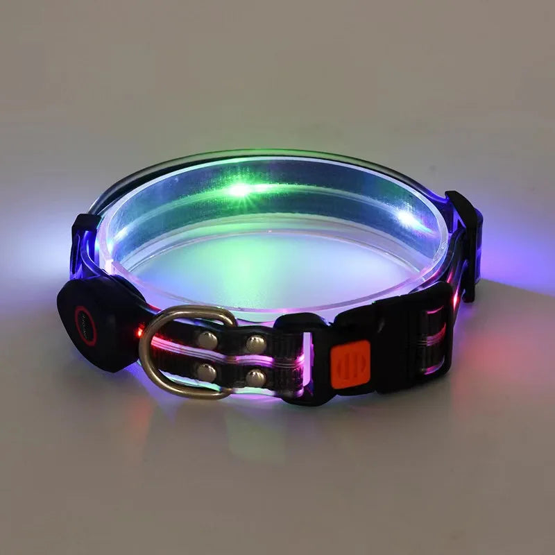 Led Light Up Dog Leash Walking Safety Glow in The Dark USB Rechargeable Adjustable for Large Medium Small Pet Lighted Dog Collar