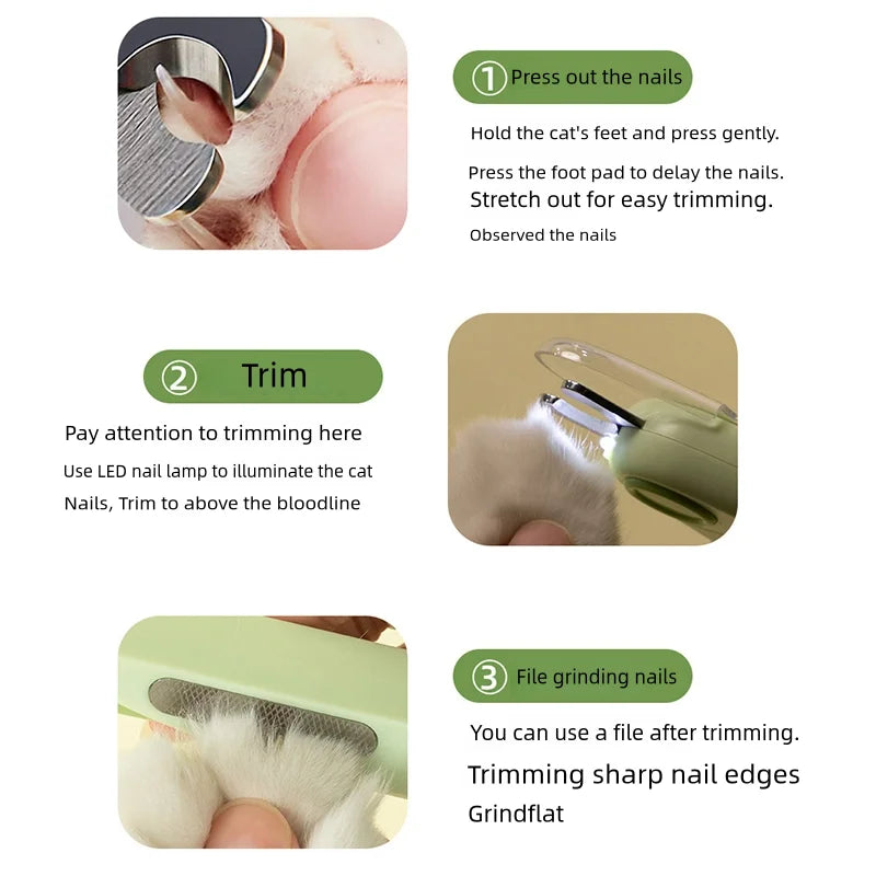 Pet nail clippers cat LED lights blood line nail clippers dog nail clippers cat and dog supplies accessories