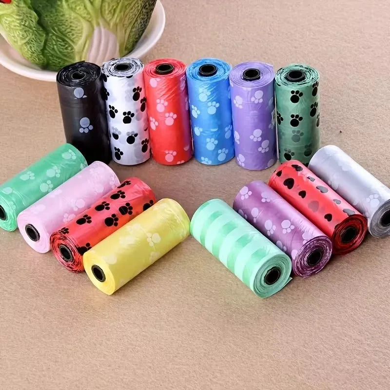 10pcs Degradable Pet Dog Waste Poop Bag With Printing Doggy Bag Degradable Pet Waste Clean Poop Bags Dog Up Clean Bag Dispenser