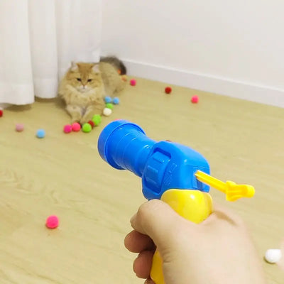 Cat Toys Interactive Launch Training Creative Kittens Mini Pompoms Games Stretch Plush Ball Toys Cat Supplies Pet Accessories