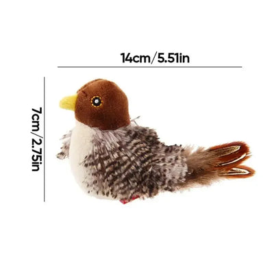 Interactive Cat Toys Electric Squeaky Simulation Bird Plush Cats Pets Teasing Toys with Feather Catnip Kitten Chirping Bird