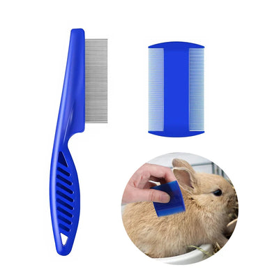 Rabbit Grooming Kit Tear Stain Remover Cleaning Combs Pet Nail Clipper Double-Sided Shampoo Bath Brush for Guinea Pig Bunny