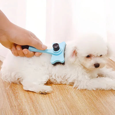 Dog Brush Cat Grooming Brush Self Cleaning Static Free Massage Comb Stable Thicker Bristles Pet Supplies To Remove Loose Fur