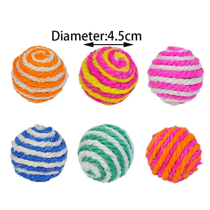 4 PCS Balls Interactive Pet Toys for Cats Kitten Dog Training Playing Chewing (Random Color)