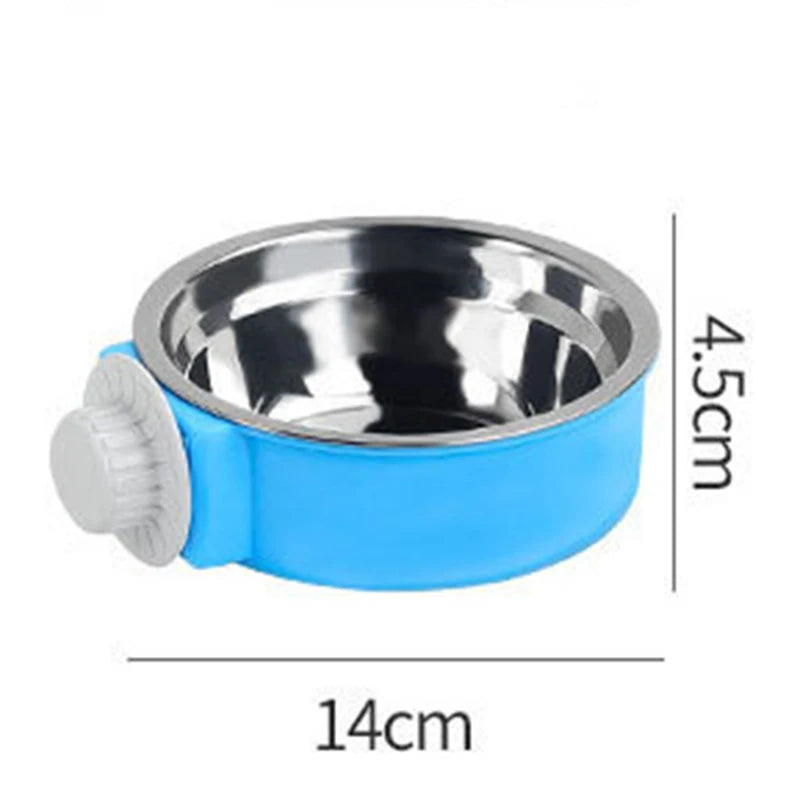 2Pcs Pet candy colored stainless steel dog bowl hanging cage pet cat food basin hanging stainless steel hanging bowl