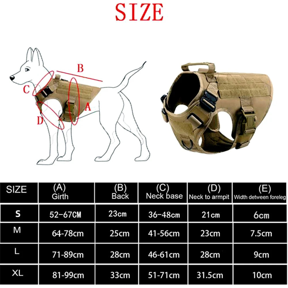 K9 Tactical Military Vest – Set di imbracatura e guinzaglio per cani da addestramento per tutte le razze