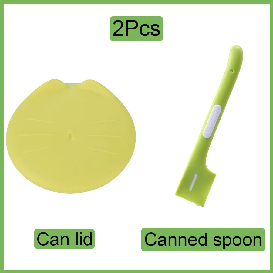 Cat can spoon lid, dog wet food, pet feeding, mixing, long handled cat spoon can lid, pet can spoon and lid