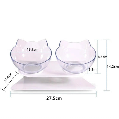 Cat Bowl Double Bowl Cat Supplies Cat Food Bowl Pet Bowl Double Bowl Plastic Neck Guard Cat Bowl