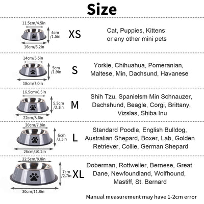 1PC Stainless Steel Pet Bowl Cat Bowl Dog Food Bowl Multi-Specification Anti-fall Food Bowl Food Bowl Feeding Pet Supplies