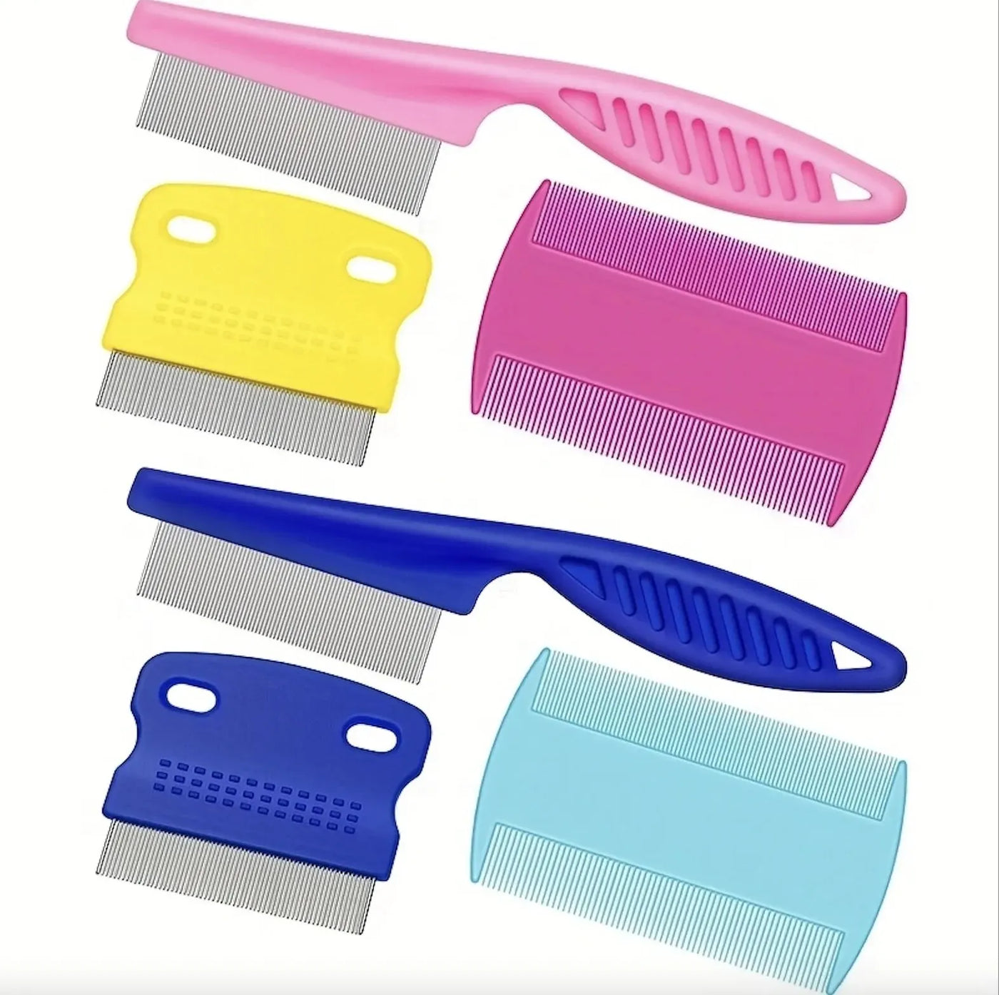 6PCS Flea Metal Lice Cat Dog Deshedding Removal Tear Stain Brush Pet Grooming Comb Kit Tool