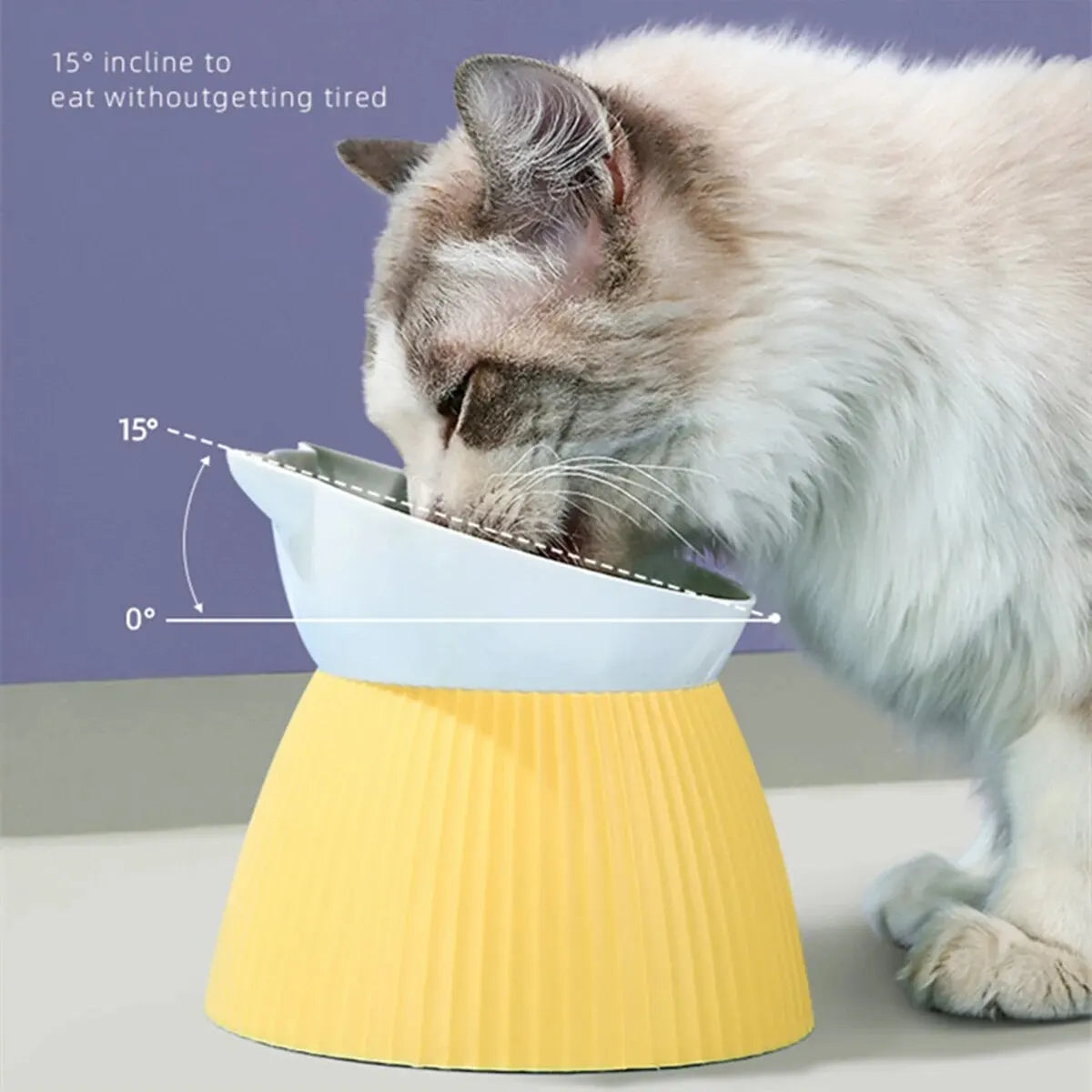 1pc Elevated Cat Bowls with Raised Stand,15 Tilted Cat Design Neck Guard Stand Pet Food Water Feeder Bowl for Cats Or Small Dogs