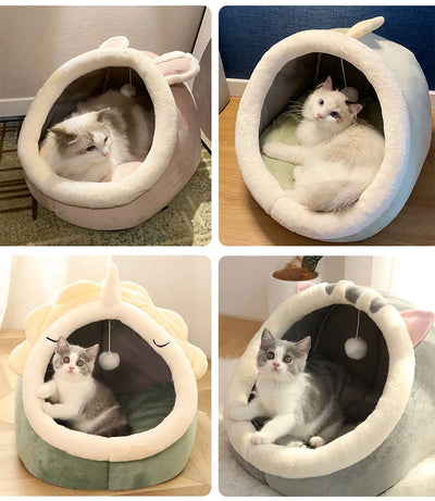 Deep Sleep Cat Bed Cartoon Pet Bed Foldable Removable Washable Pet Sleeping Bed for Small Dog Mat Bag Cave Cats Bed