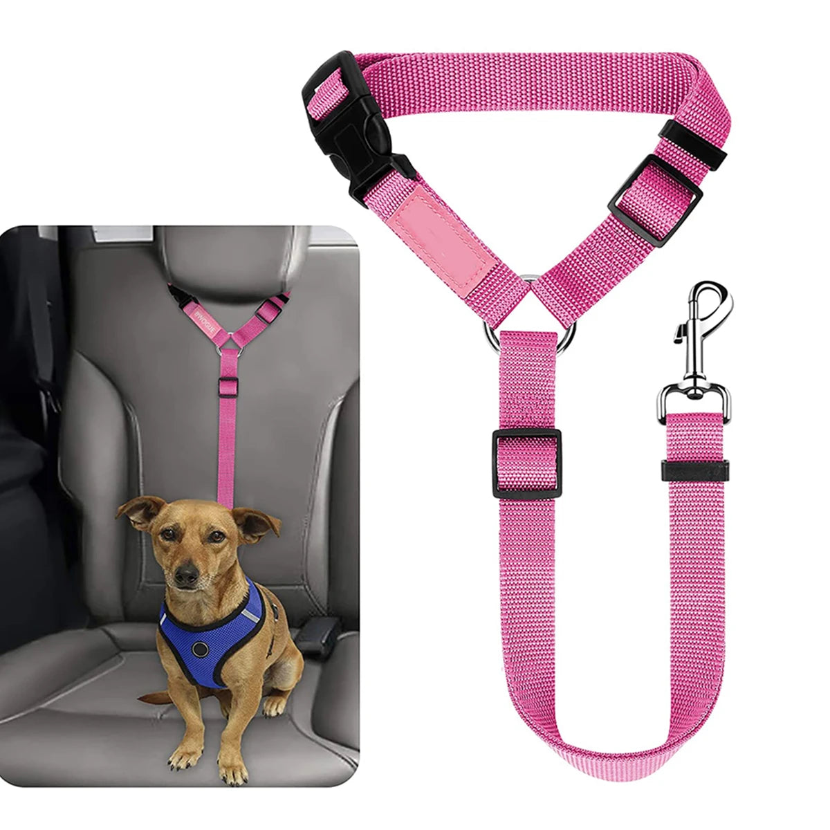 1pc Pet Dog And Cat Seat Belt, Car Headrest Restraint, Adjustable Safety Rope, Car Seat Belt